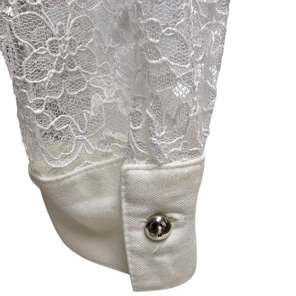 80s - 90s Banjo white heart cutout back button down shirt . medium . Made in USA - Picture 9 of 10